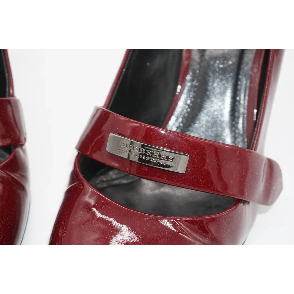 Burberry Shoes Womens Size 9 Red Patent Leather Mary Jane High Heel Pumps Italy - Picture 7 of 12